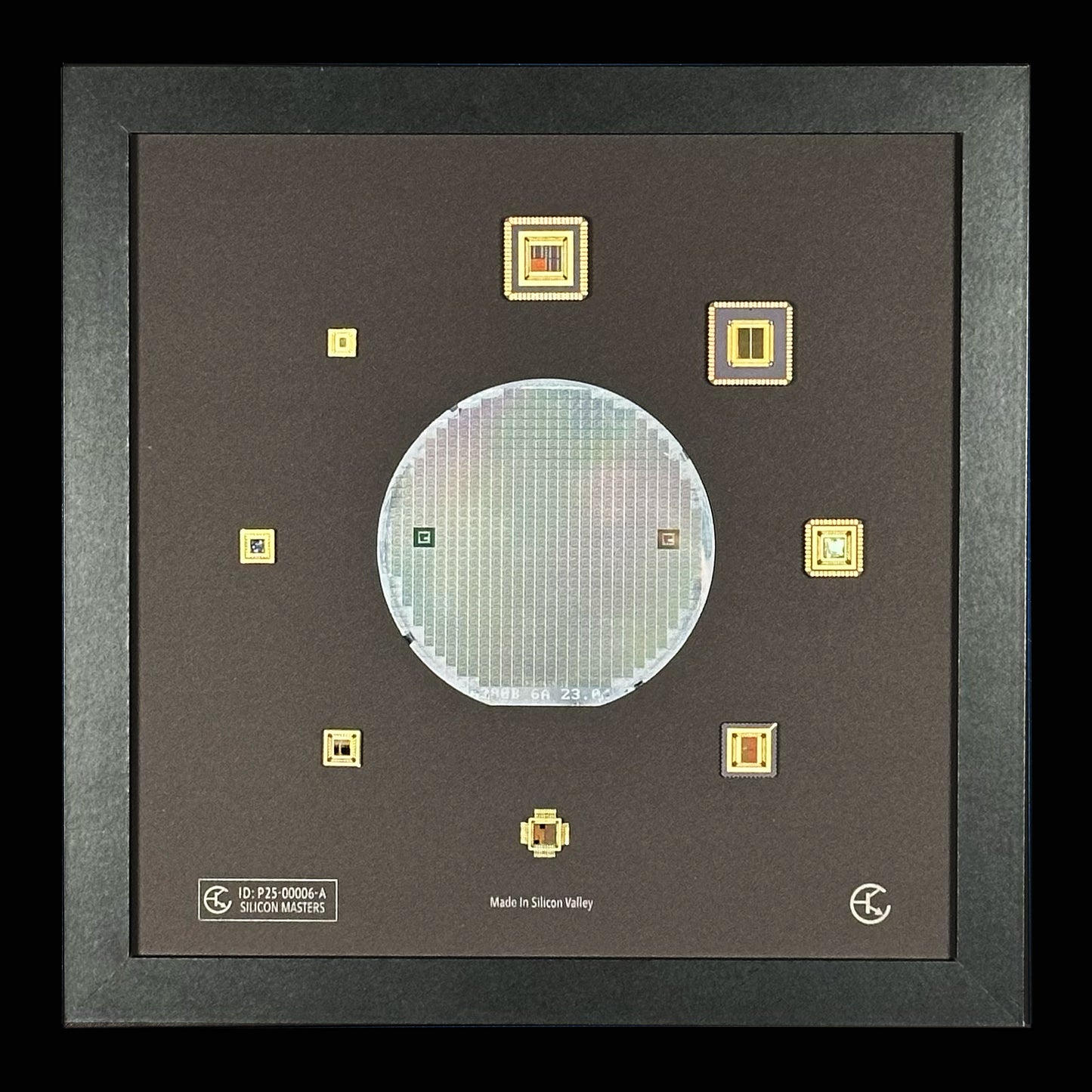 100mm (4 Inch) Silicon Wafer - Master Collection Framed Silicon Wafer with Packaging (SN# P24-00006-A)