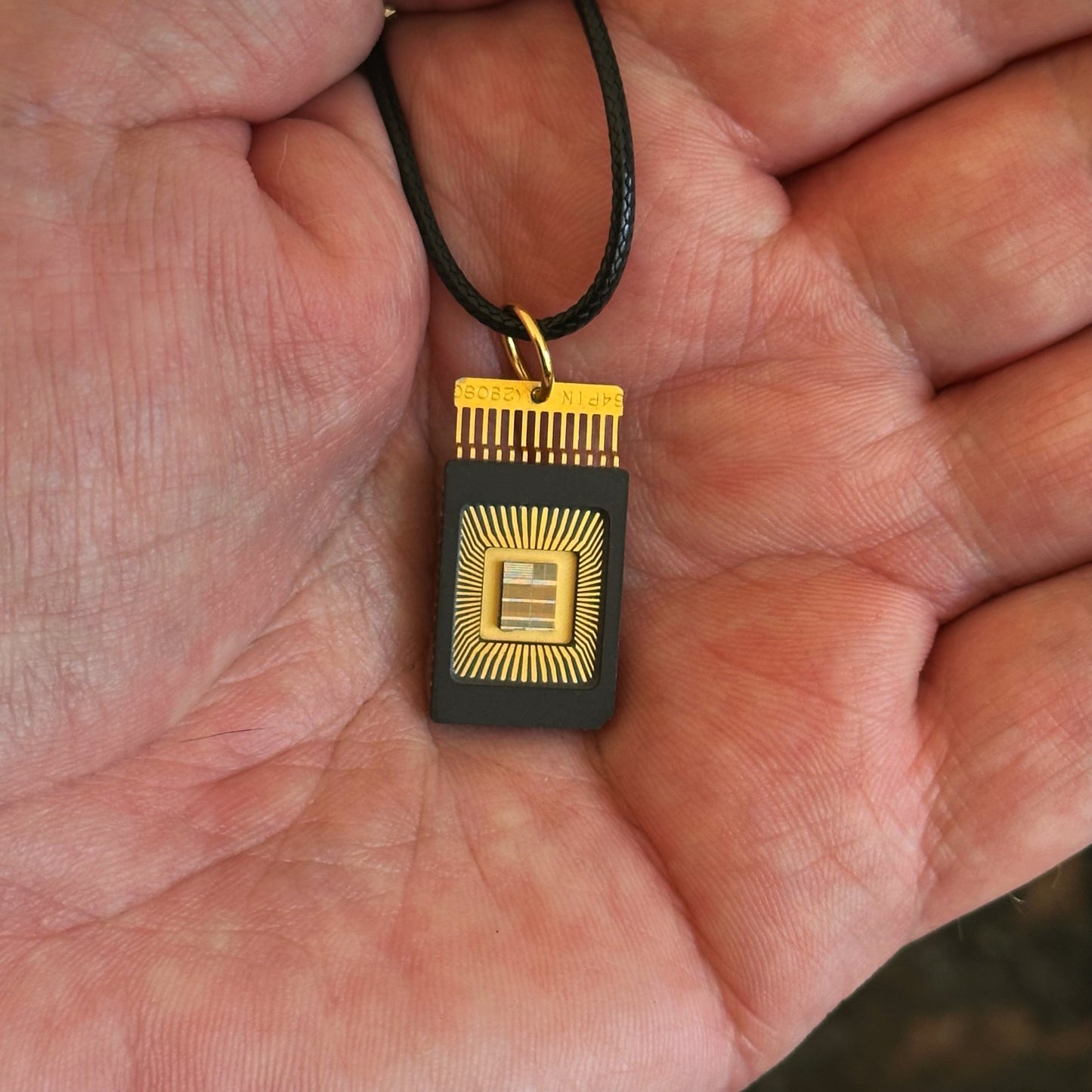 Cirque Oro Pendant Necklace with IC chip (Recycled from IC packaging and IC wafers)
