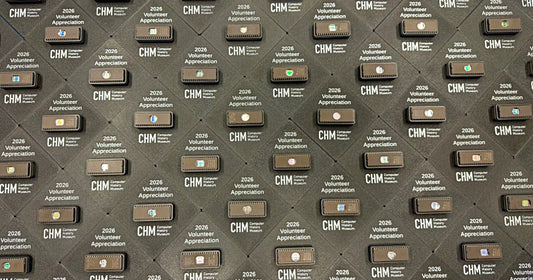 The 2026 Computer History Museum Memory Box, sides clad in 300mm memory wafers with a production EPROM on top