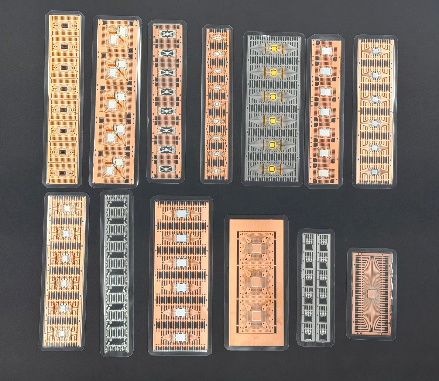 Copper and Silver Lead Frame Bookmarks Set of 13 – Authentic Semiconductor Packaging Art