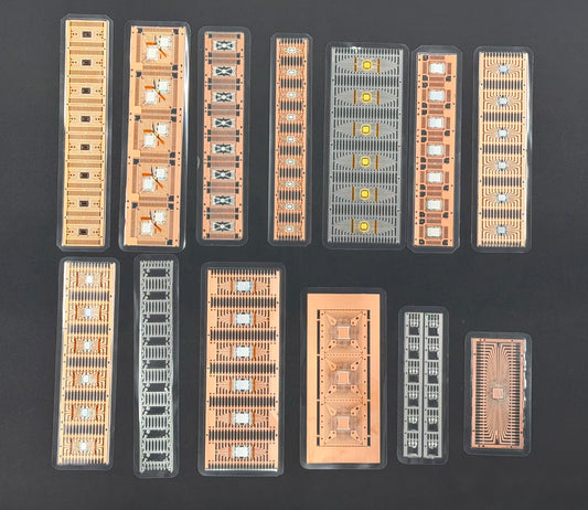Copper and Silver Lead Frame Bookmarks Set of 13 – Authentic Semiconductor Packaging Art