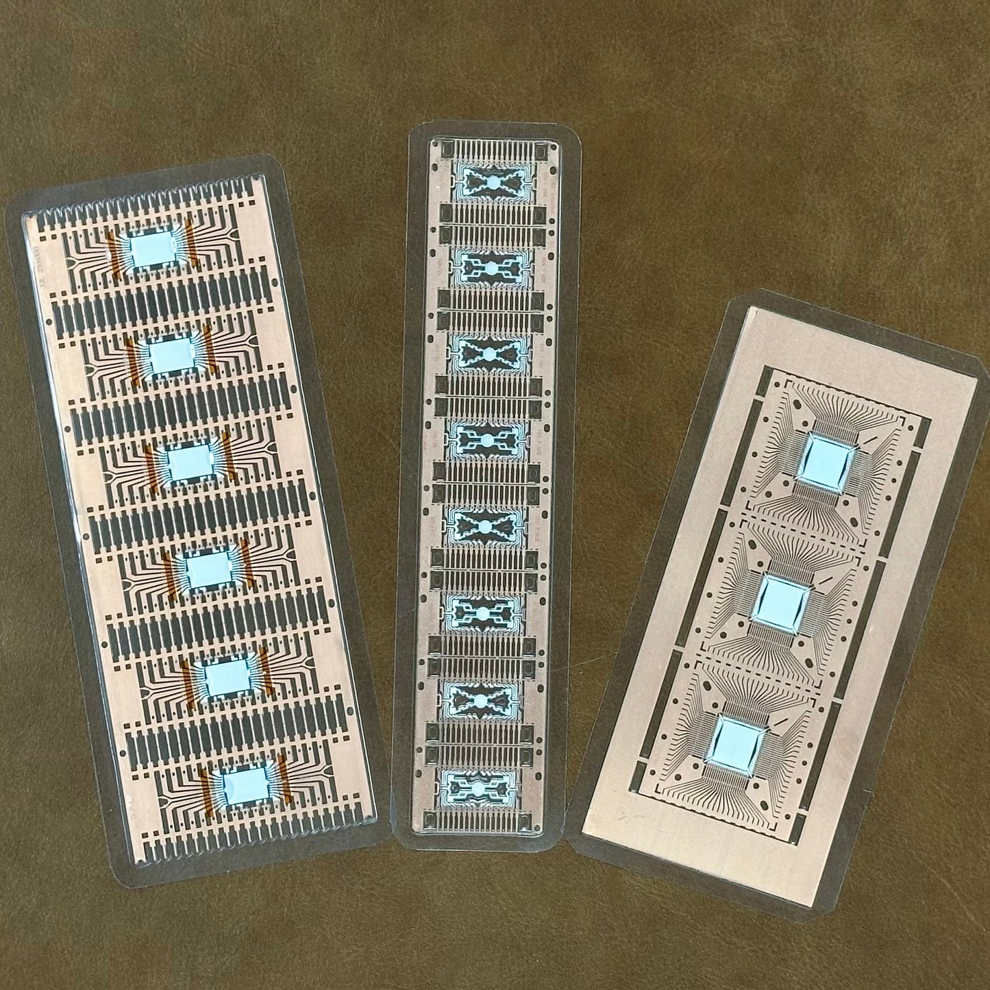 Copper and Silver Lead Frame Bookmarks Set of 3 – Authentic Semiconductor Packaging Art