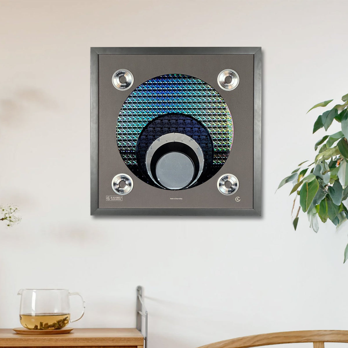Evolution collection silicon wafer 100 to 300mm framed wall art Silicon Masters