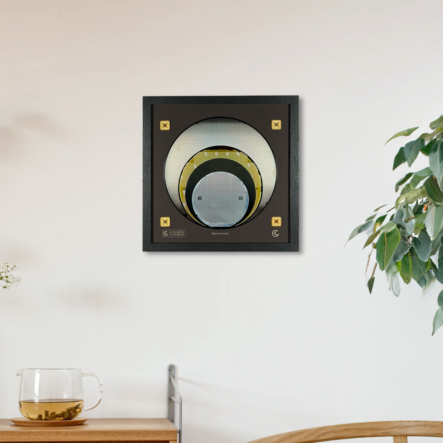 Silicon wafer evolution framed wall art 100mm to 200mm tech corporate gift Silicon Masters