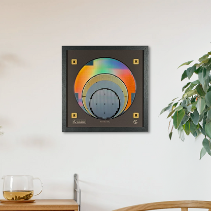 Silicon wafer evolution framed wall art 100mm to 200mm tech corporate gift Silicon Masters