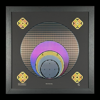 Silicon Wafer Evolution Framed Wall Art — 100mm to 300mm Progression Display