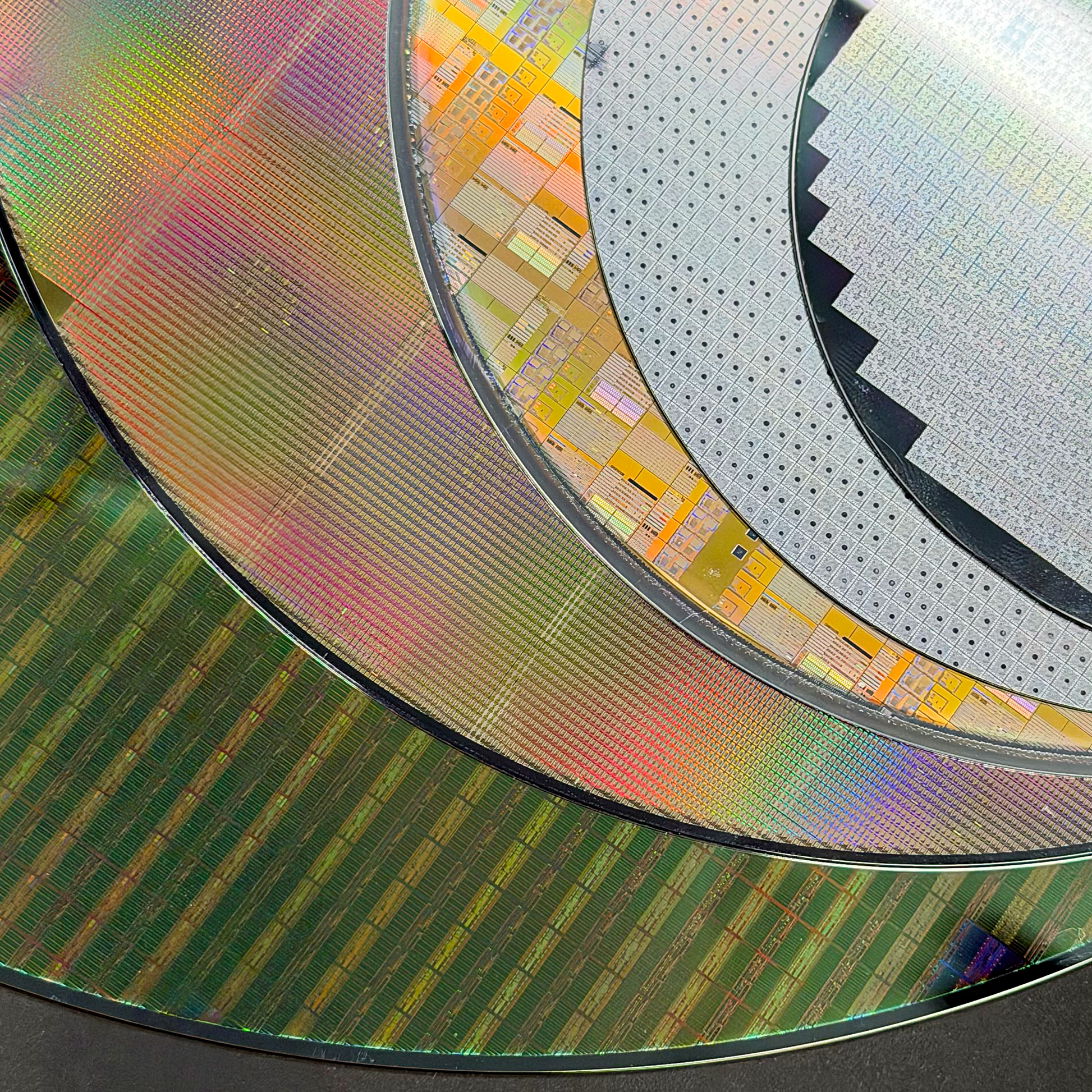 Framed silicon wafer evolution display 100-300mm multiple sizes Silicon Masters