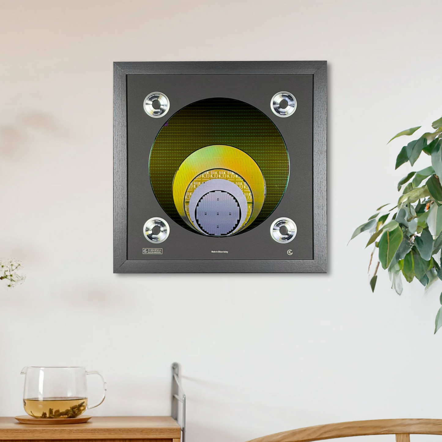 Silicon wafer evolution framed wall art 100mm to 300mm progression display Silicon Masters