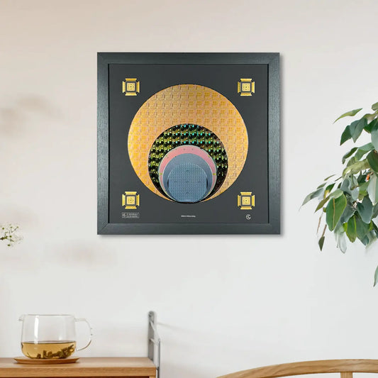 Silicon wafer evolution framed wall art 100mm to 300mm progression display Silicon Masters