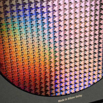 Silicon Masters 200mm framed wafer multicolor additional angle handmade