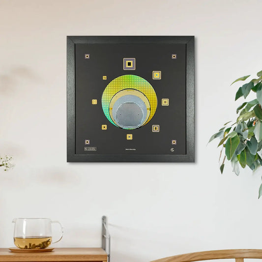 Silicon wafer evolution framed wall art 100mm to 300mm tech corporate gift Silicon Masters