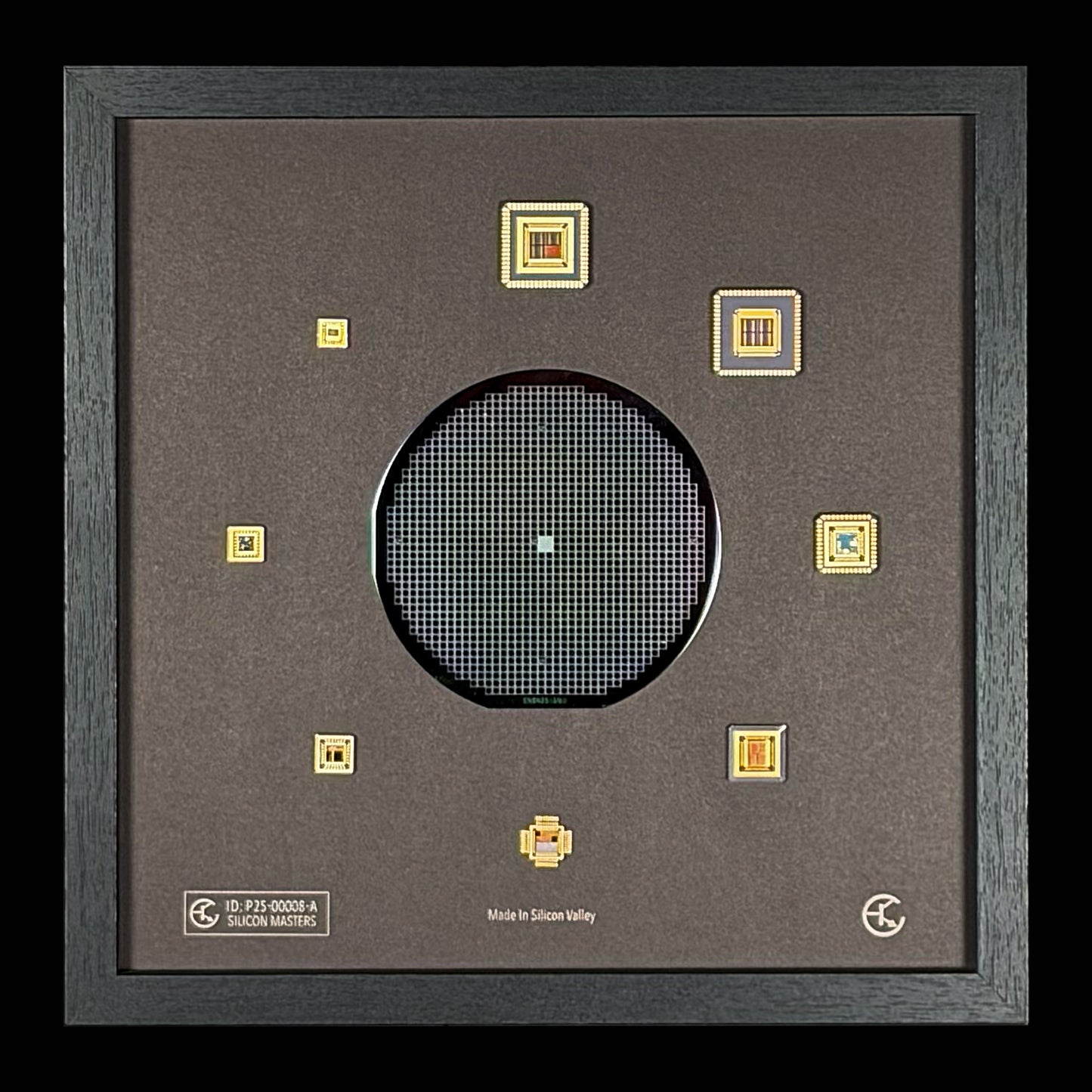 Framed Silicon Wafer: 100mm Master Collection with Gold-Plated Chip packages