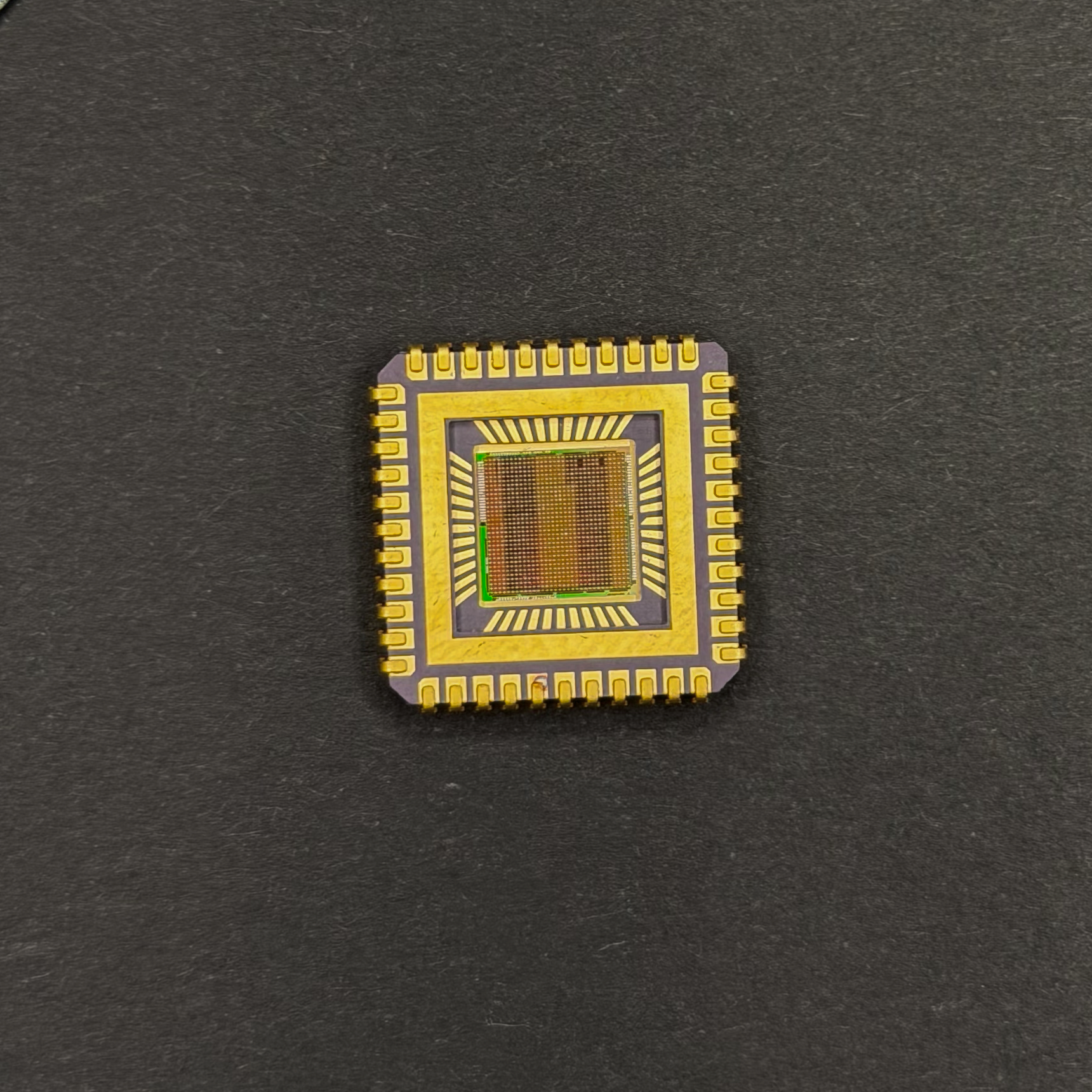 100mm silicon wafer master collection framed close-up gold-plated IC packages detail