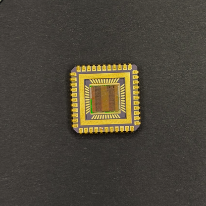 100mm silicon wafer master collection framed close-up gold-plated IC packages detail