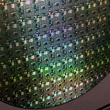 300mm Silicon Wafer Framed Wall Art — Single Collection, Rare 12 Inch Tech Display