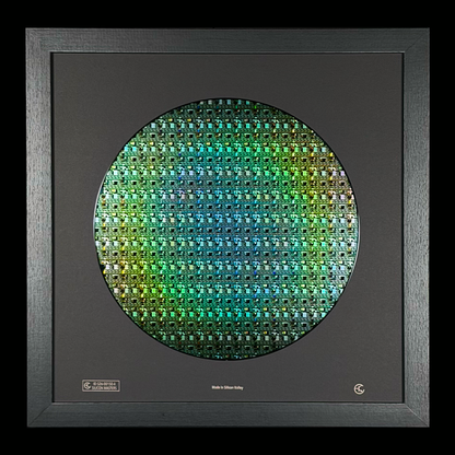 300mm Silicon Wafer Framed Wall Art — Single Collection, Rare 12 Inch Tech Display