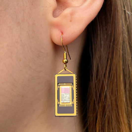 Vienna Love - Art Nouveau style earrings with Chip (Recycled from IC packaging and IC wafers)