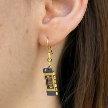 Rectangle Earrings Small with IC Chip (Recycled from IC packaging and IC wafers)