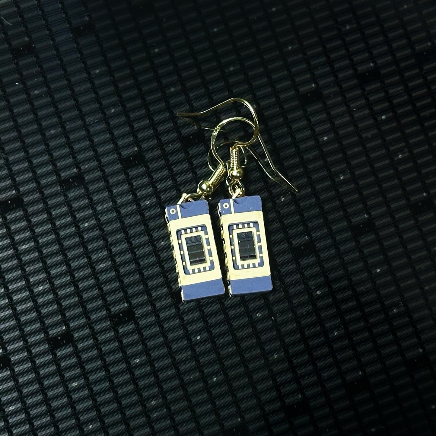 Rectangle Earrings Small with IC Chip (Recycled from IC packaging and IC wafers)