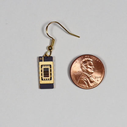 Rectangle Earrings Small with IC Chip (Recycled from IC packaging and IC wafers)