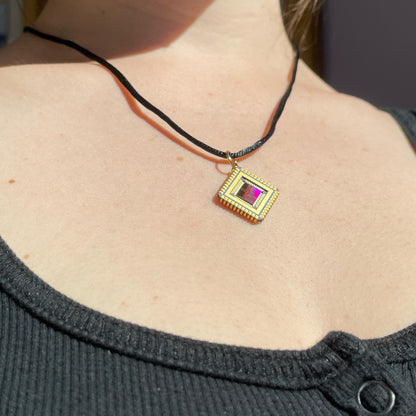 LifeUntainted Pendant Necklace (17mm) with IC chip (Recycled from IC packaging and IC wafers)