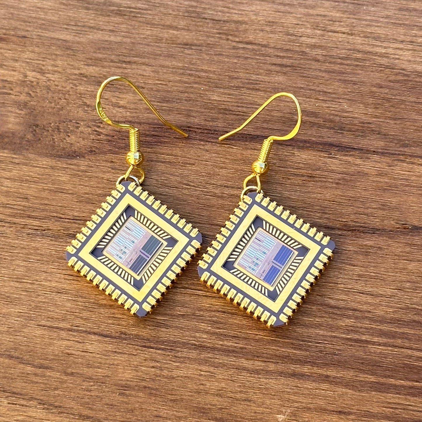 Nehkara Earrings (17mm) with IC chip (Upcycled from IC packaging and IC wafers)