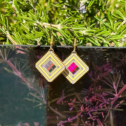 Nehkara Earrings (17mm) with IC chip (Upcycled from IC packaging and IC wafers)