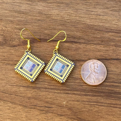 Nehkara Earrings (17mm) with IC chip (Upcycled from IC packaging and IC wafers)