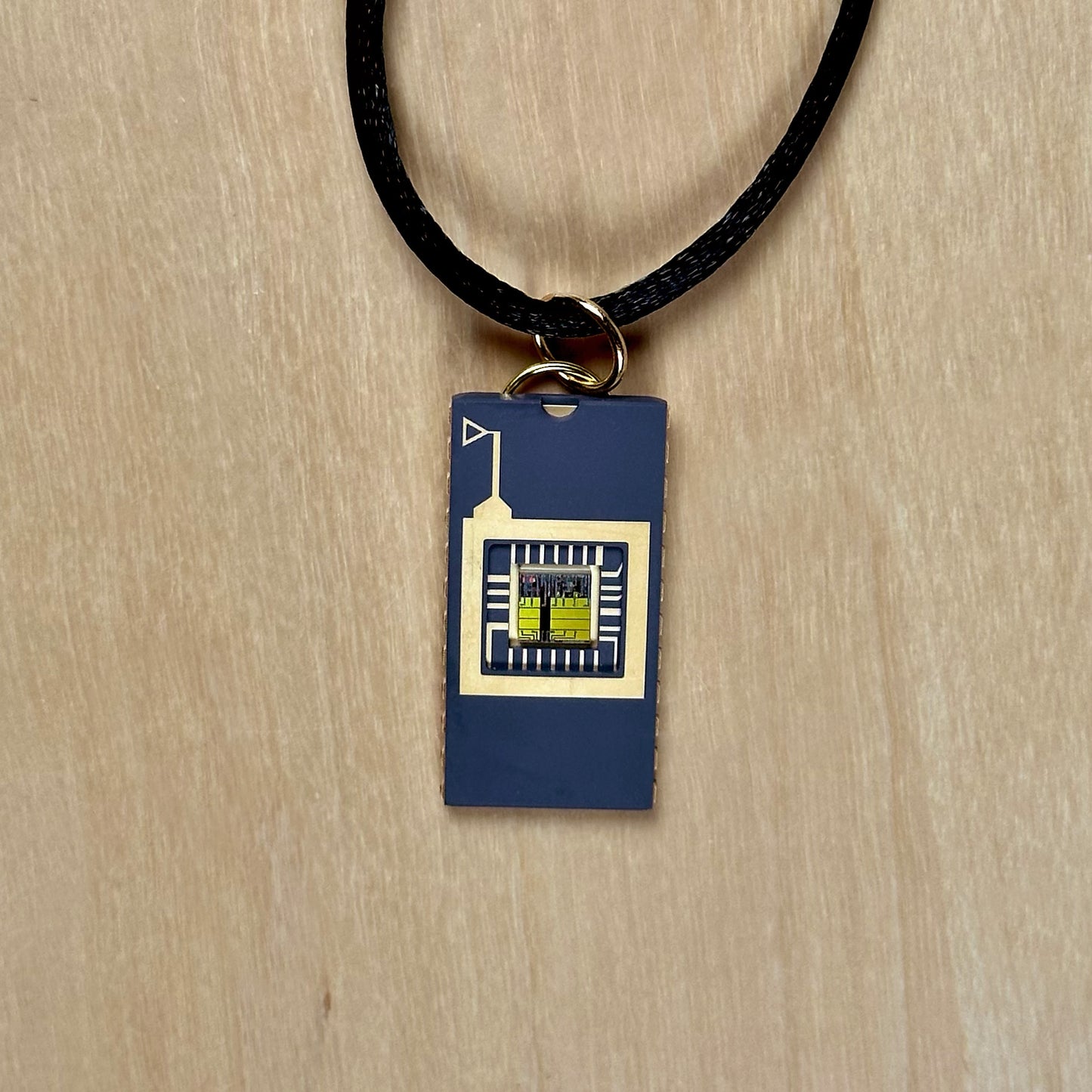 Fire & Ice - Rectangle Pendant Necklace with IC chip (Recycled from IC packaging and IC wafers)