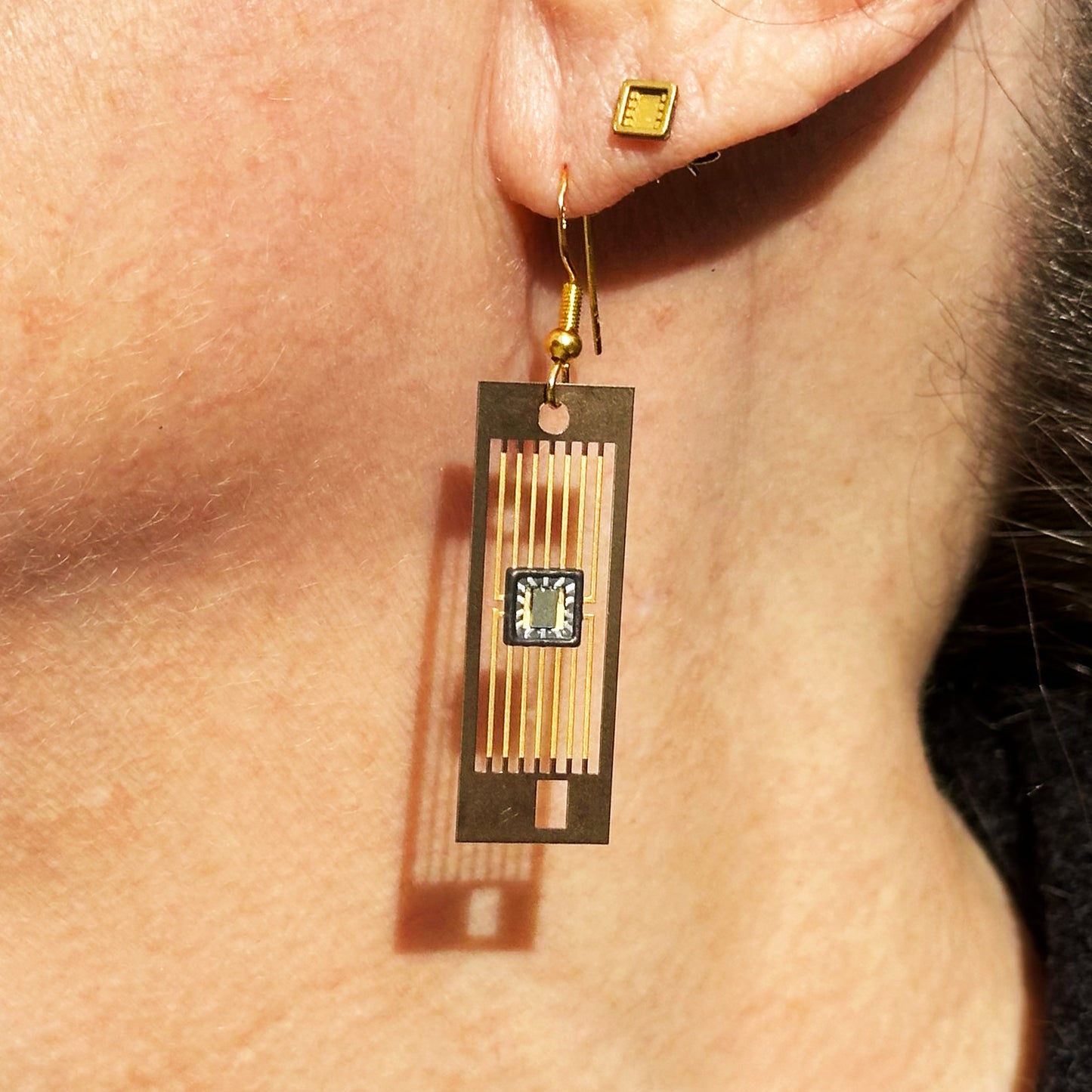 StarGate Earrings - with IC Chip (Recycled from IC packaging and IC wafers)