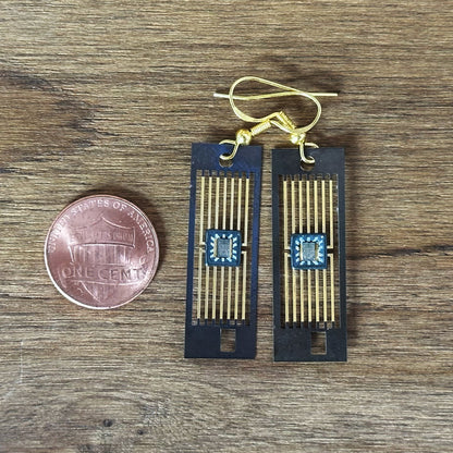 StarGate Earrings - with IC Chip (Recycled from IC packaging and IC wafers)