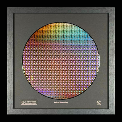 200mm Silicon Wafer Framed Wall Art — Multicolor Iridescent Display, Handmade in Silicon Valley