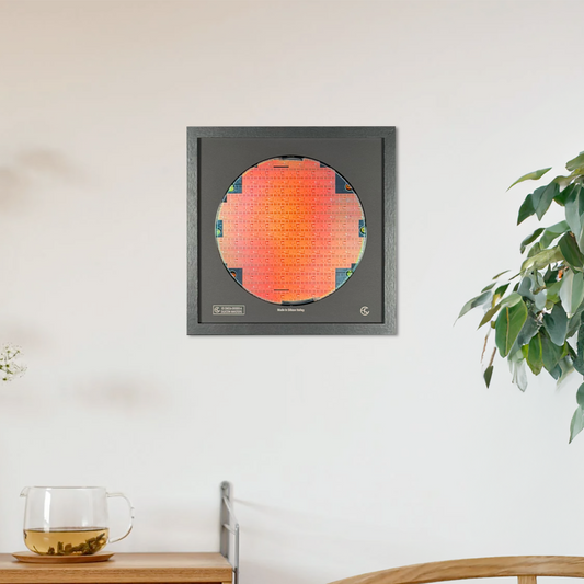 200mm Silicon Wafer Framed Wall Art — Multicolor Iridescent Display, Handmade in Silicon Valley