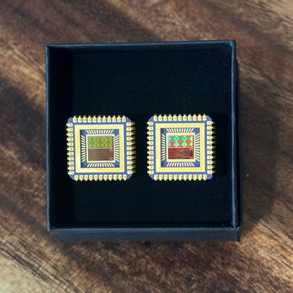 Cuff links with IC chip (Recycled from IC packaging and IC wafers)