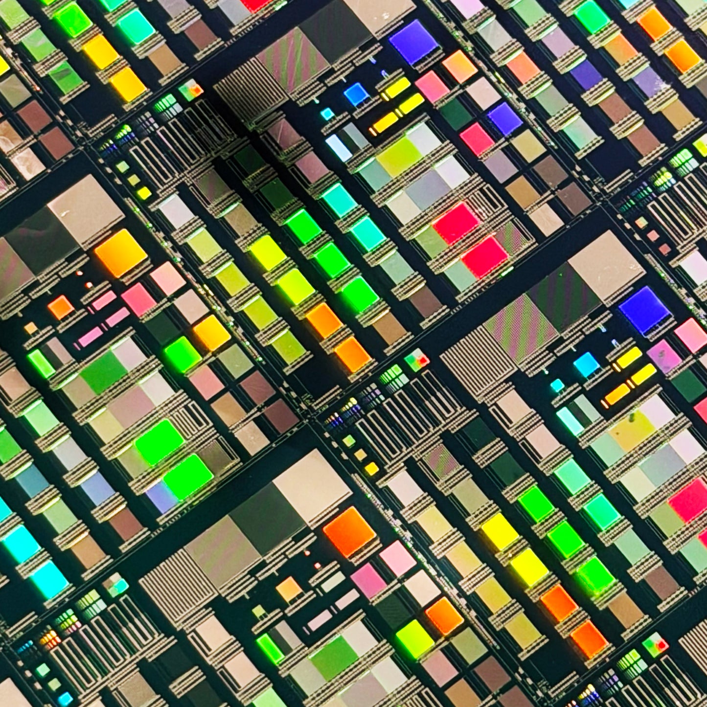 Framed 200mm Silicon Wafer: Multi Colored, Handmade in Silicon Valley