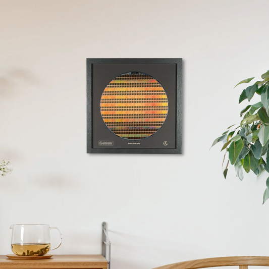 200mm silicon wafer framed wall art multicolor iridescent display handmade Silicon Valley Silicon Masters