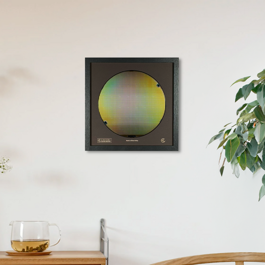 200mm silicon wafer framed wall art multicolor iridescent display handmade Silicon Valley Silicon Masters