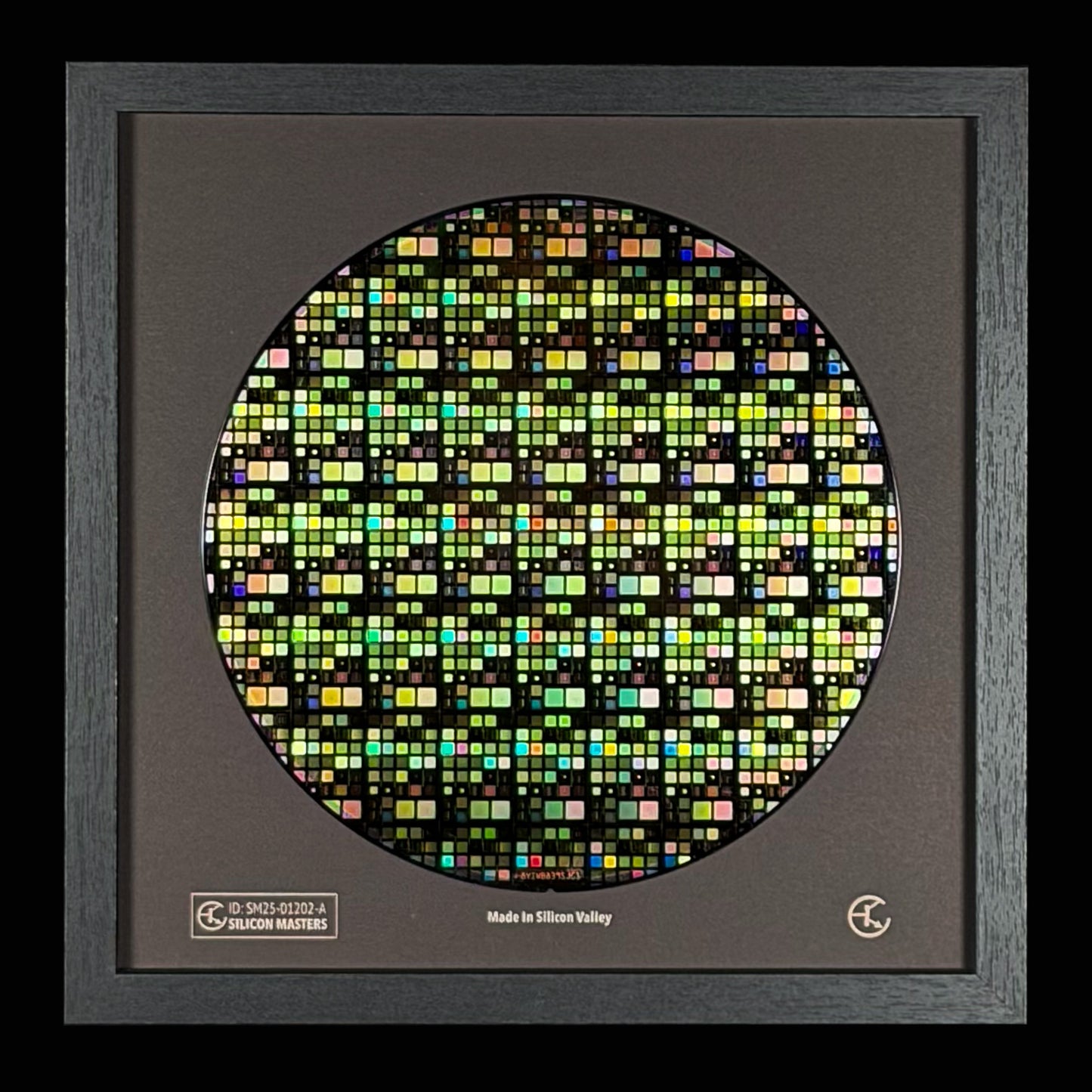 Framed 200mm Silicon Wafer: Multi Colored, Handmade in Silicon Valley