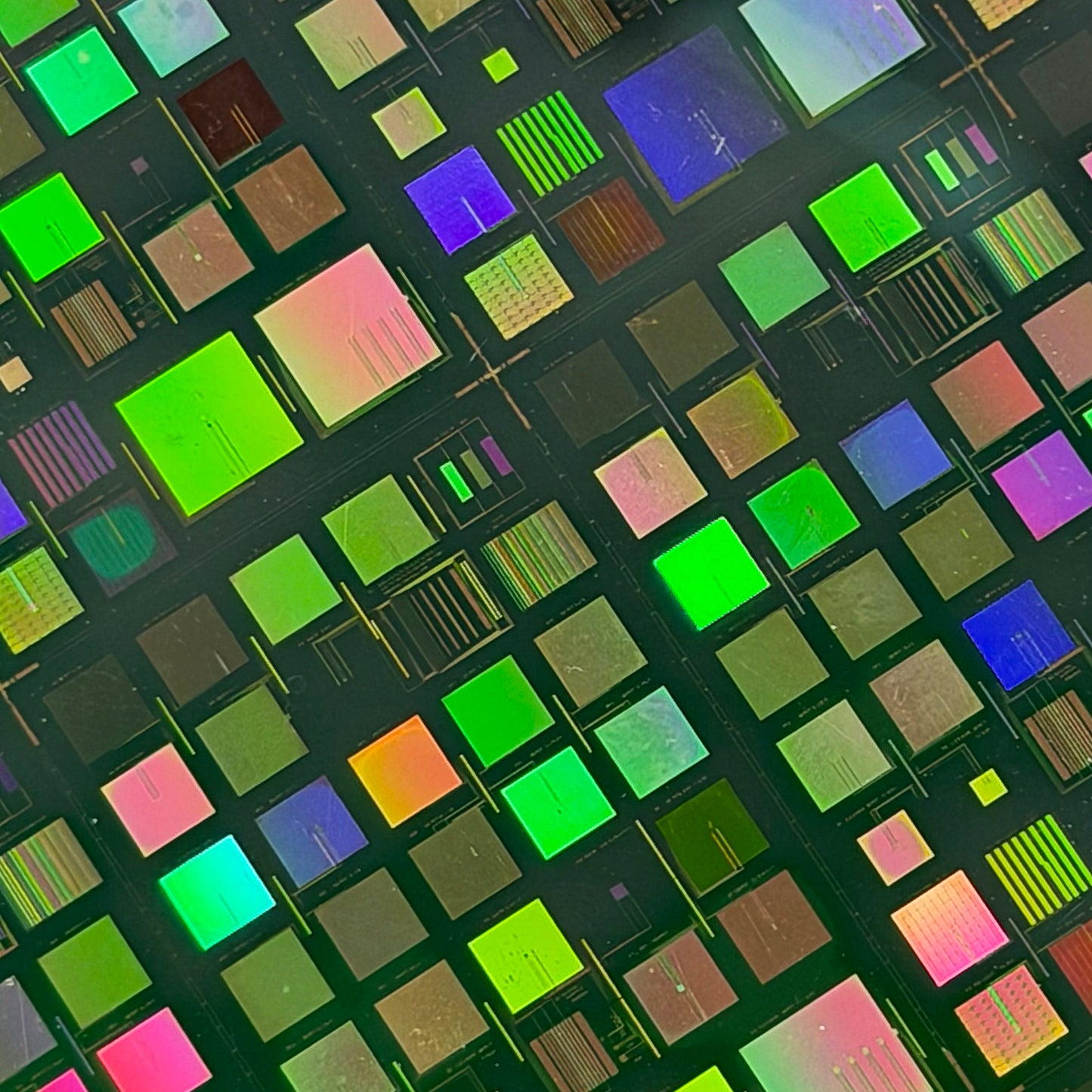 Framed 200mm Silicon Wafer: Multi Colored, Handmade in Silicon Valley