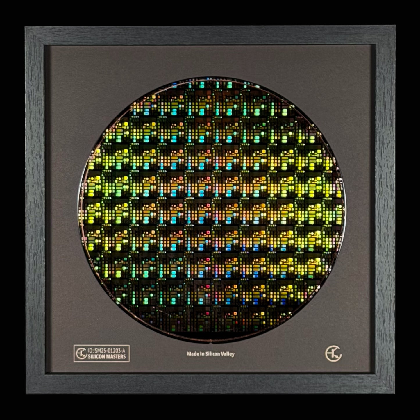 Framed 200mm Silicon Wafer: Multi Colored, Handmade in Silicon Valley