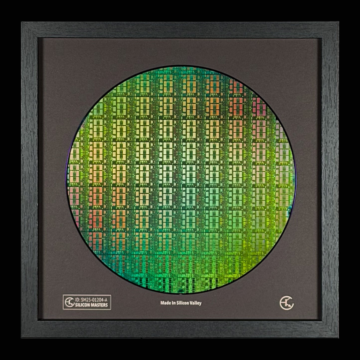 Framed 200mm Silicon Wafer: Multi Colored, Handmade in Silicon Valley