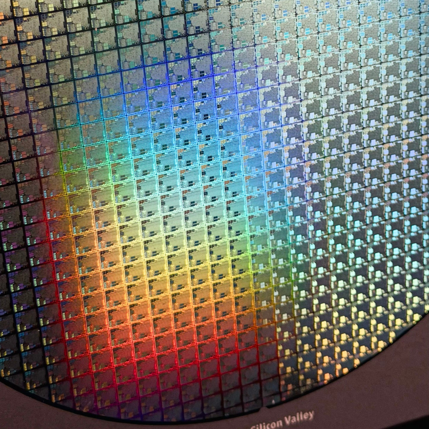 Framed 200mm Silicon Wafer: Multi Colored, Handmade in Silicon Valley