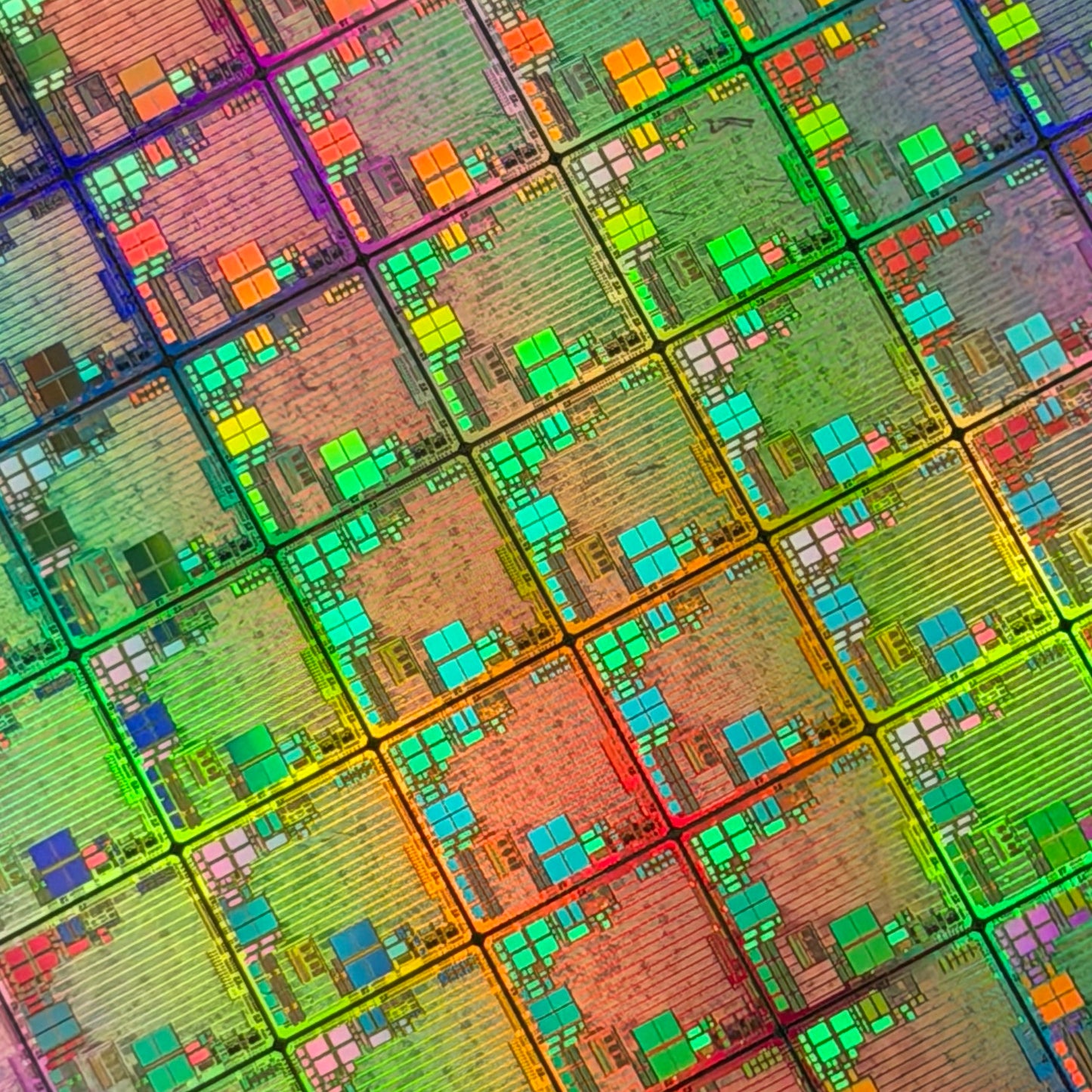 Framed 200mm Silicon Wafer: Multi Colored, Handmade in Silicon Valley