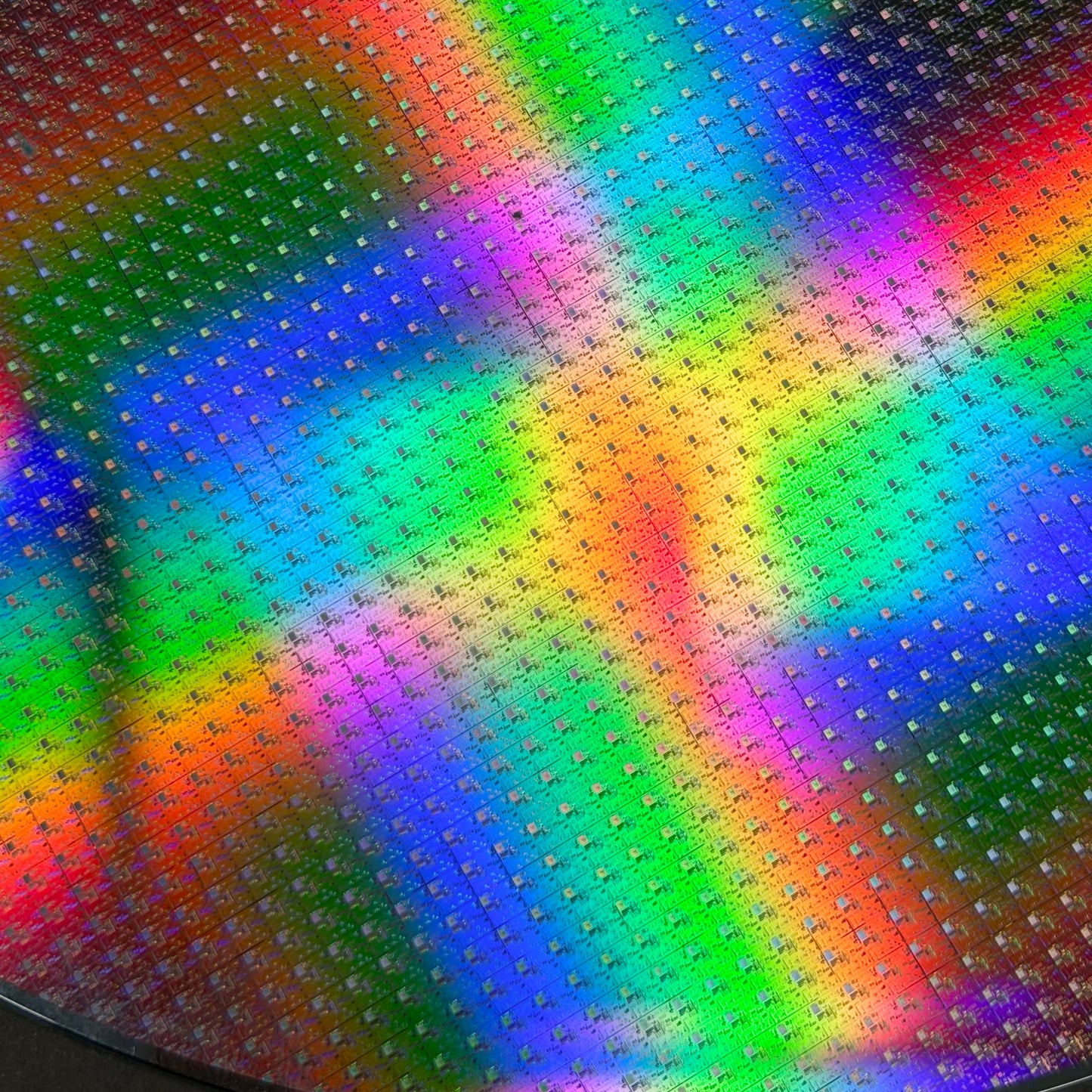 Framed 200mm Silicon Wafer: Multi Colored, Handmade in Silicon Valley