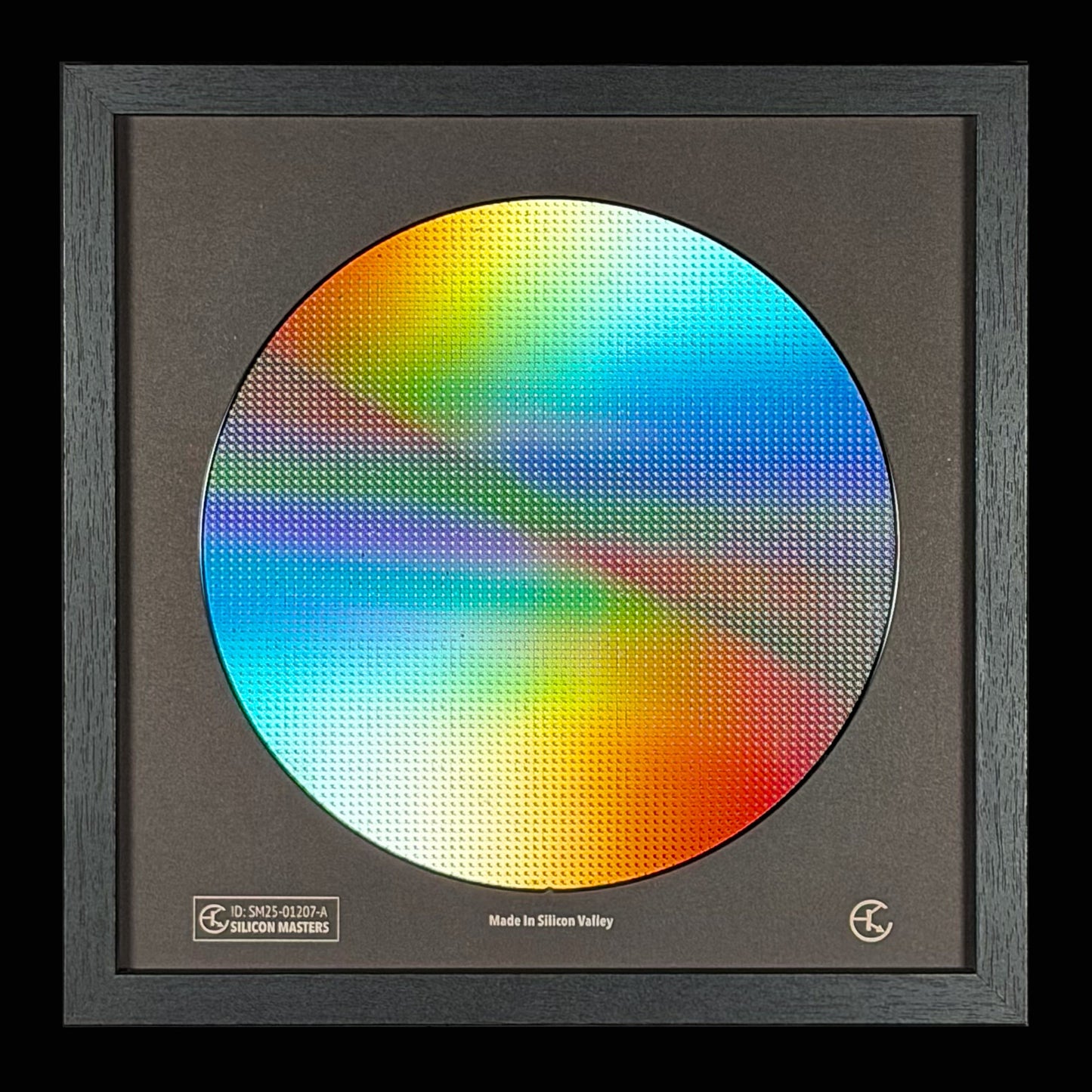 Framed 200mm Silicon Wafer: Multi Colored, Handmade in Silicon Valley