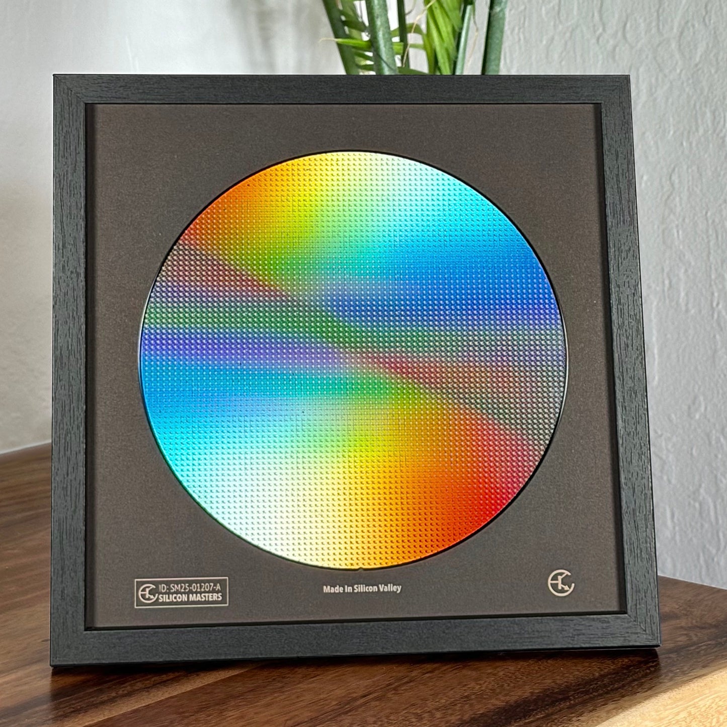 Framed 200mm Silicon Wafer: Multi Colored, Handmade in Silicon Valley