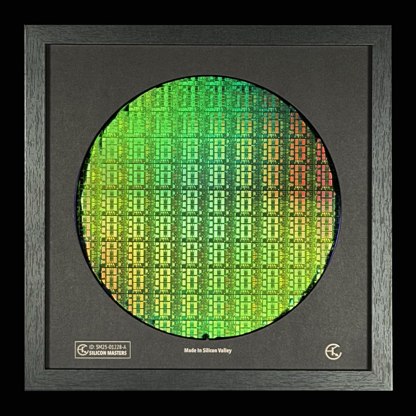 Framed 200mm Silicon Wafer: Multi Colored, Handmade in Silicon Valley