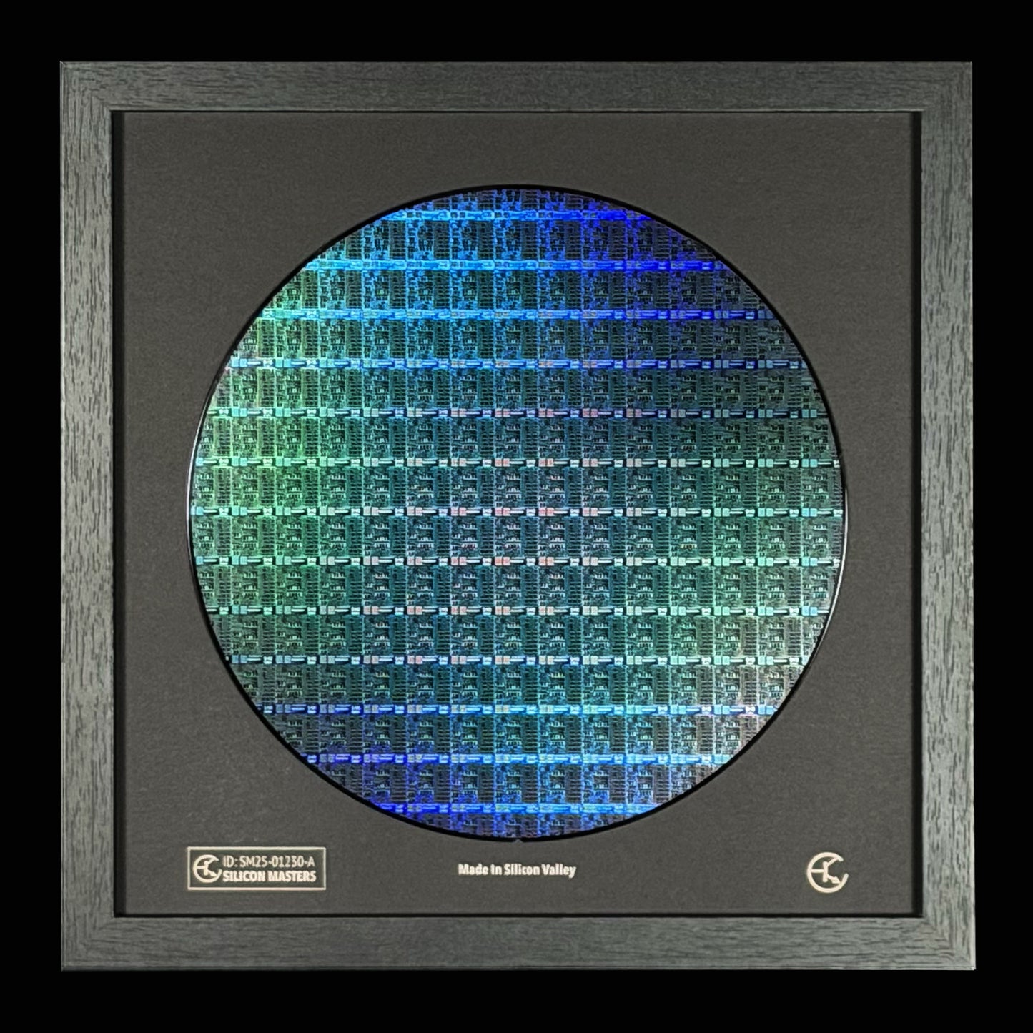Framed 200mm Silicon Wafer: Multi Colored, Handmade in Silicon Valley
