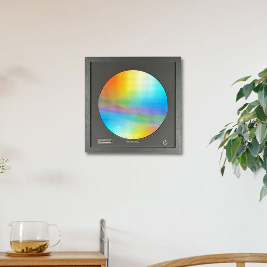 Framed 200mm Silicon Wafer: Multi Colored, Handmade in Silicon Valley