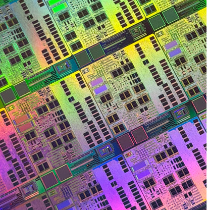 Framed 200mm Silicon Wafer: Multi Colored, Handmade in Silicon Valley